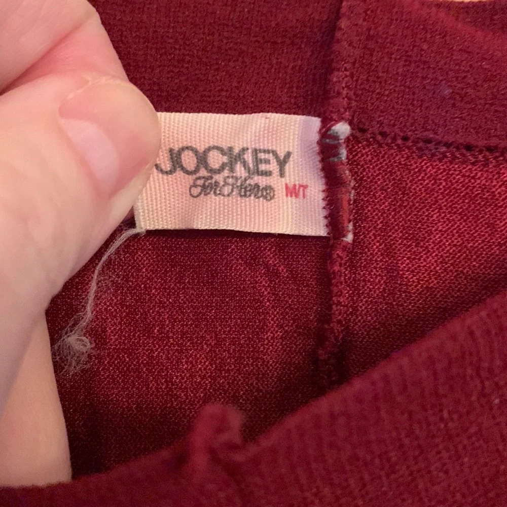 Jockey medium tall control top pantyhose tights nylons opaque cranberry red EUC